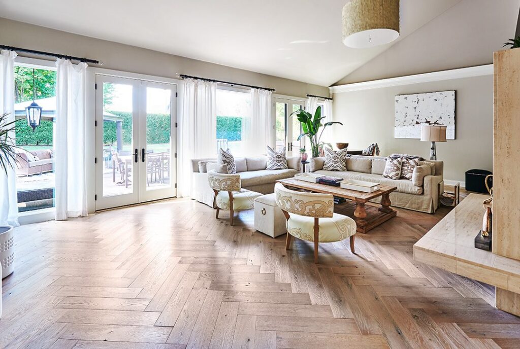 Before: dated builder-grade carpet and ceramic tile in West Lake Hills estate
